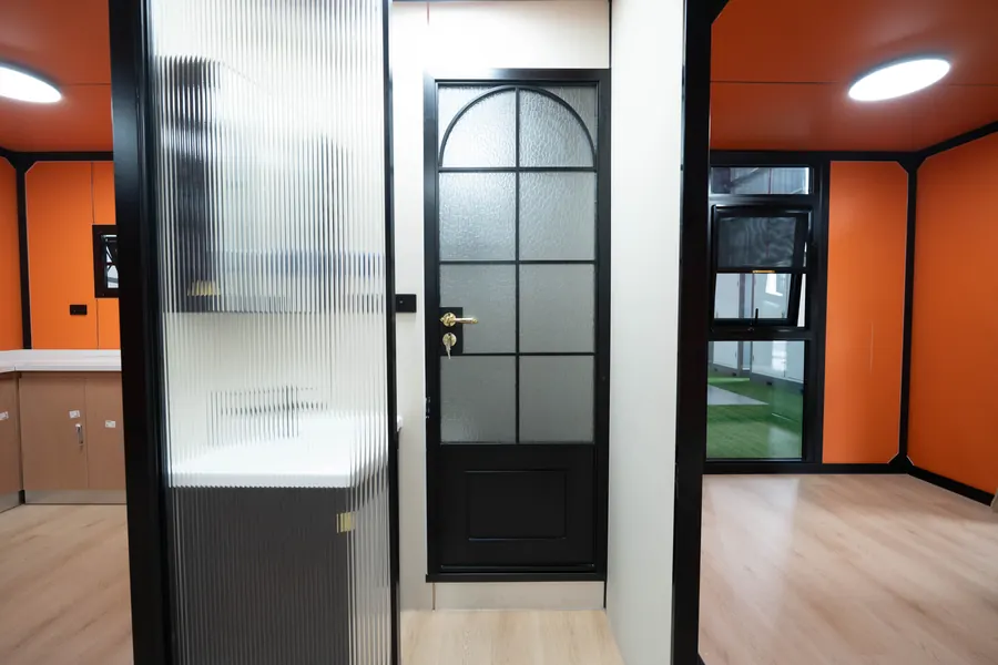 Bathroom door and translucent partitions