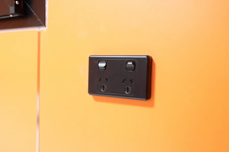Electrical outlet on the interior wall