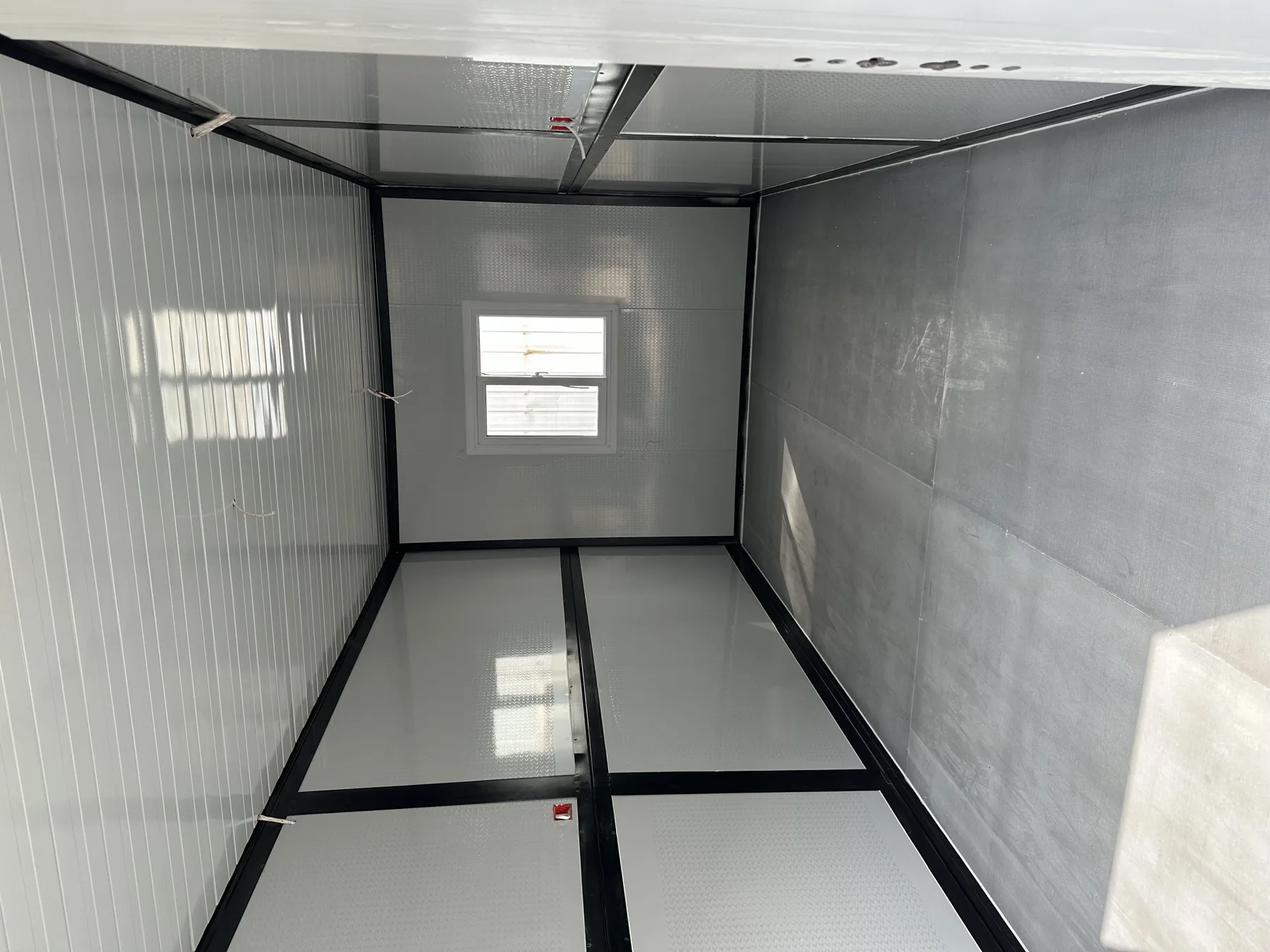 Interior of a prefabricated room prepared for project-specific fit-out