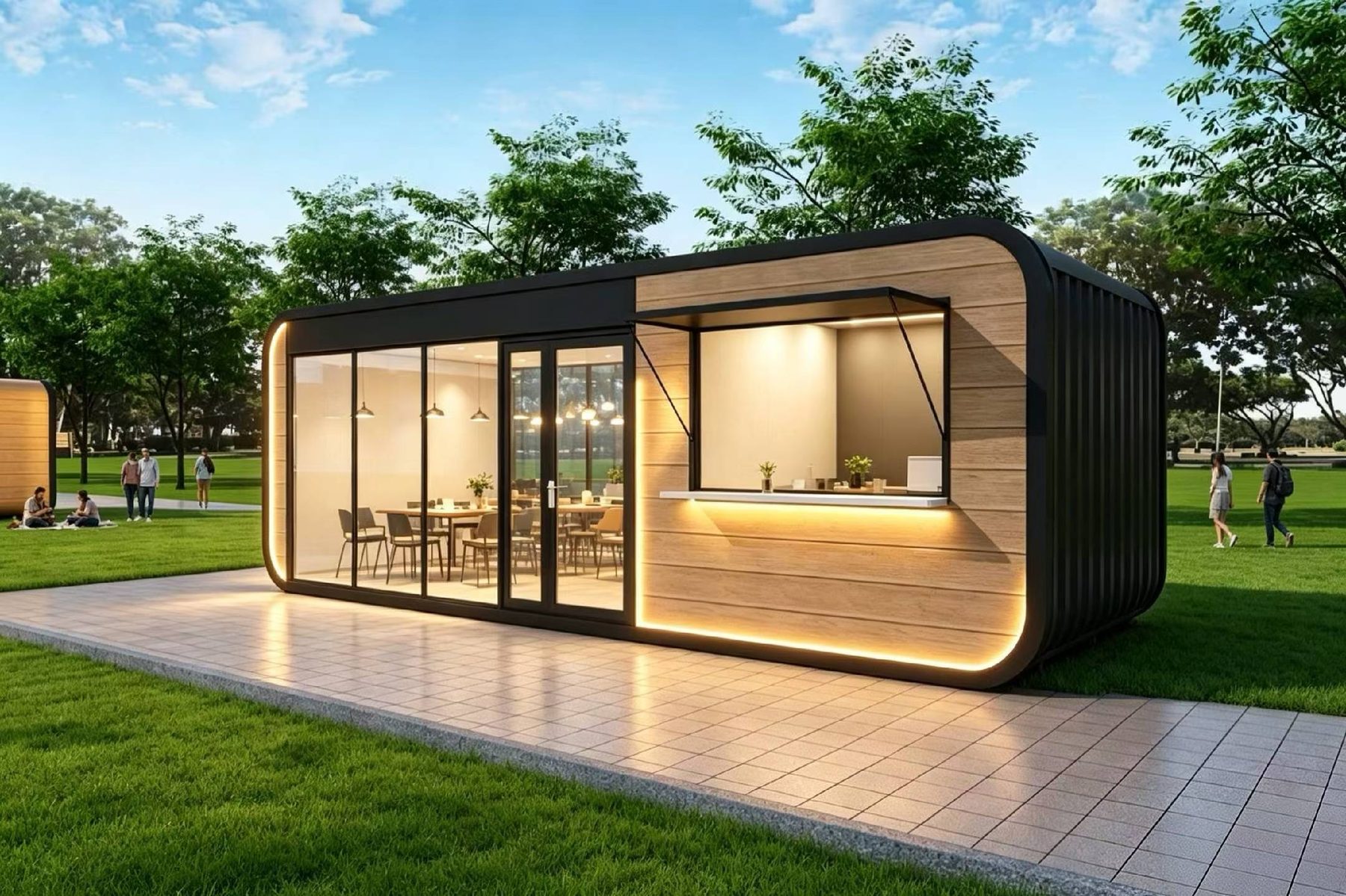 Concept visualization of a panoramic apple cabin