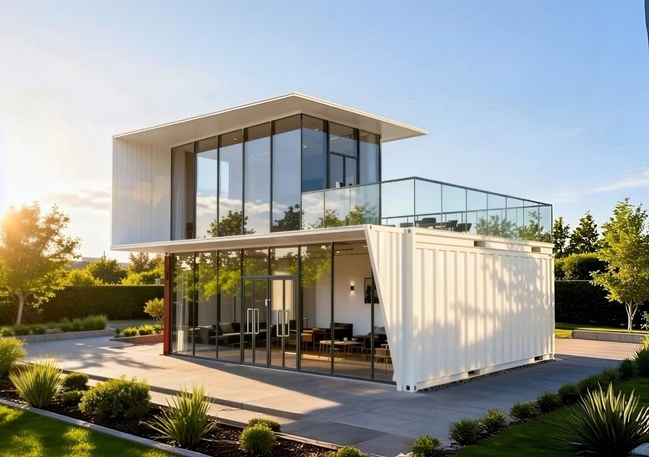 Concept visualization of a two-storey container-based house