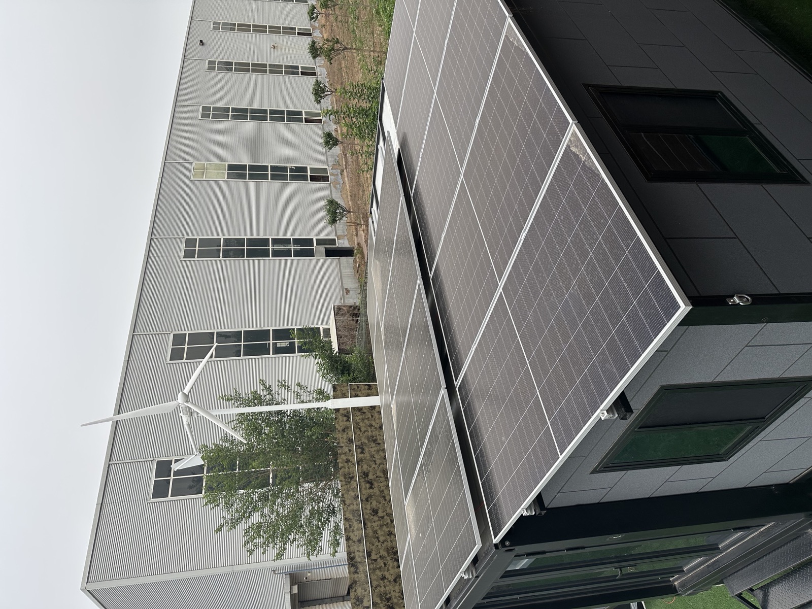 Solar panels installed on a modular house