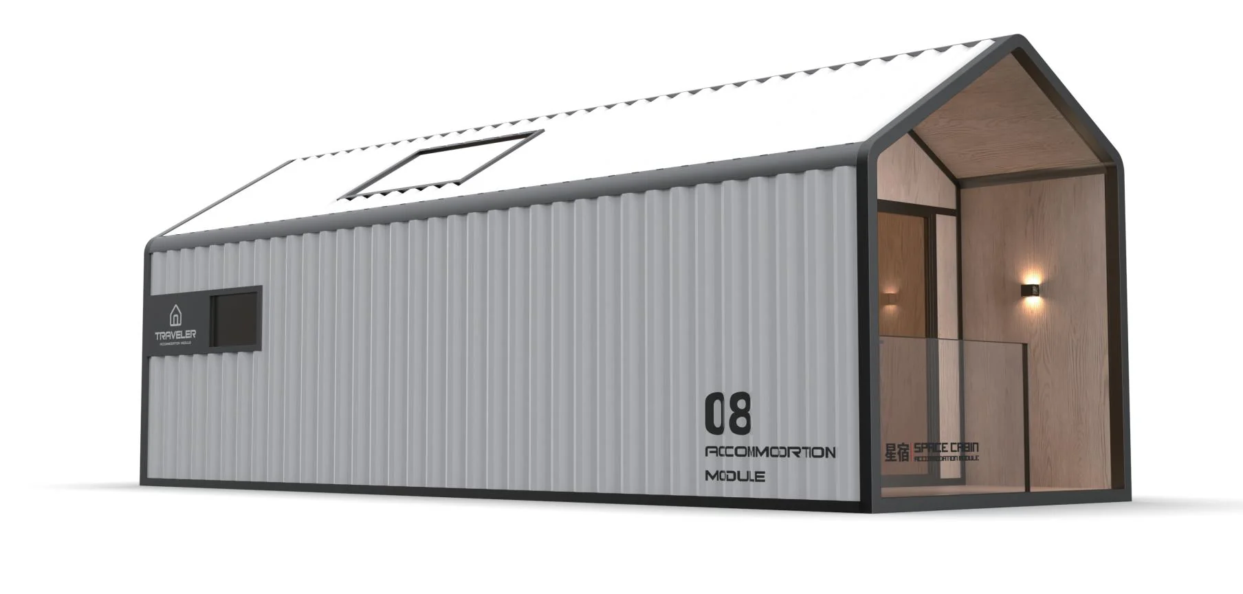 T08 pitched-roof traveler accommodation module